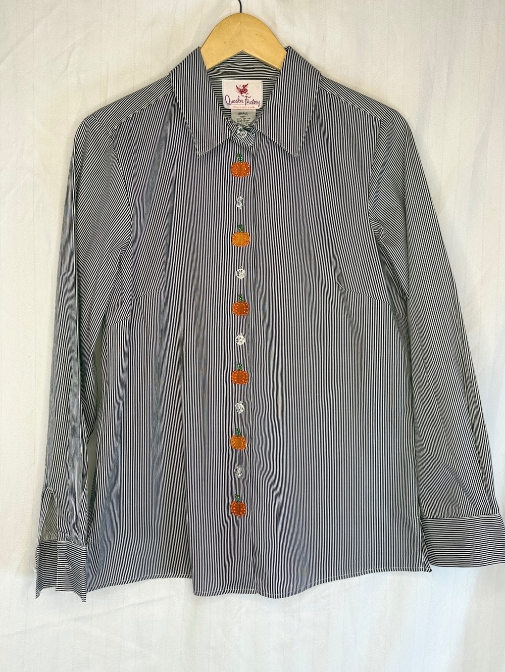 Vintage Y2K Quacker Factory Pumpkin Embroidered Beaded Button Down Shirt